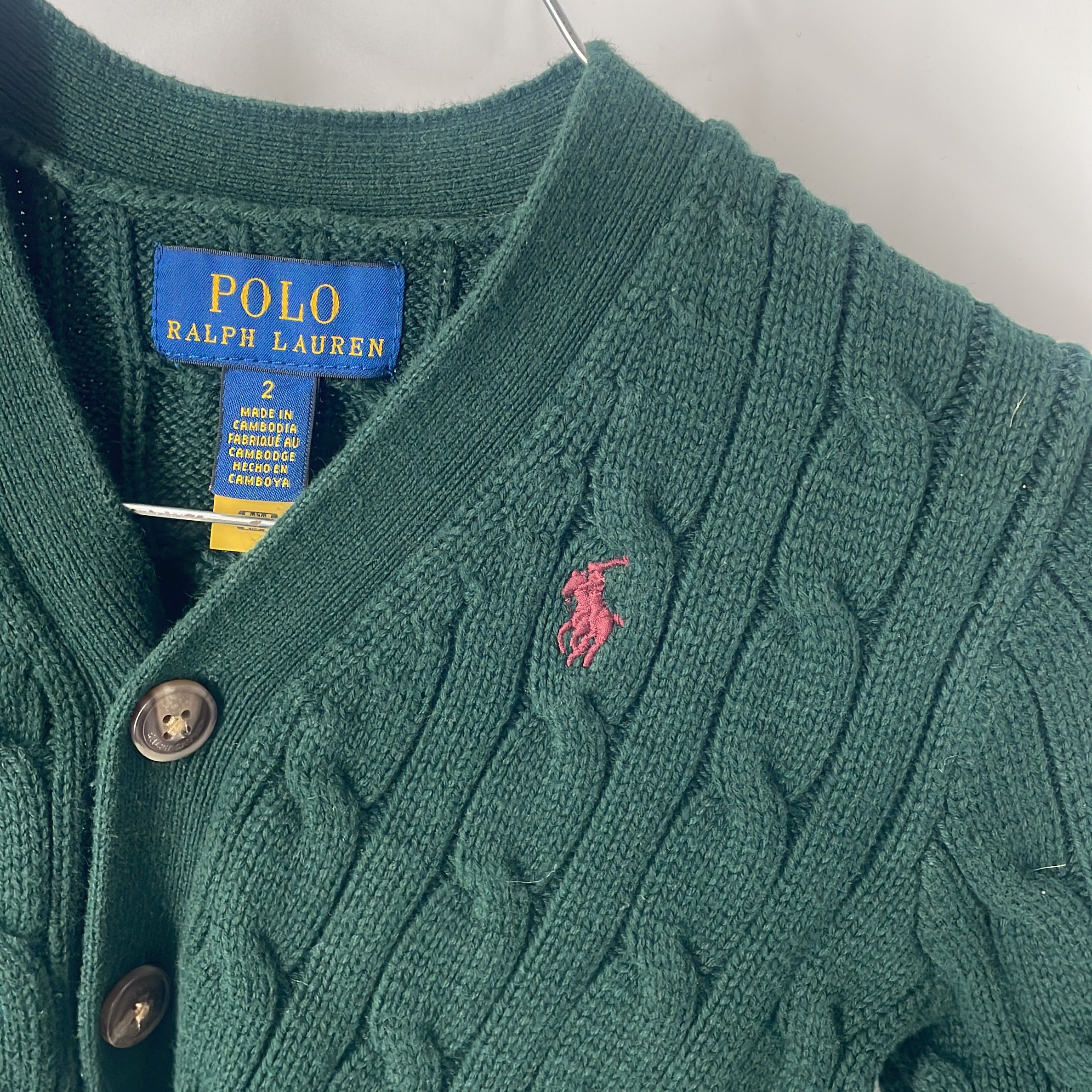 1-Polo Ralph Lauren - Cardigan Maille Torsadée - Taille 2 ans