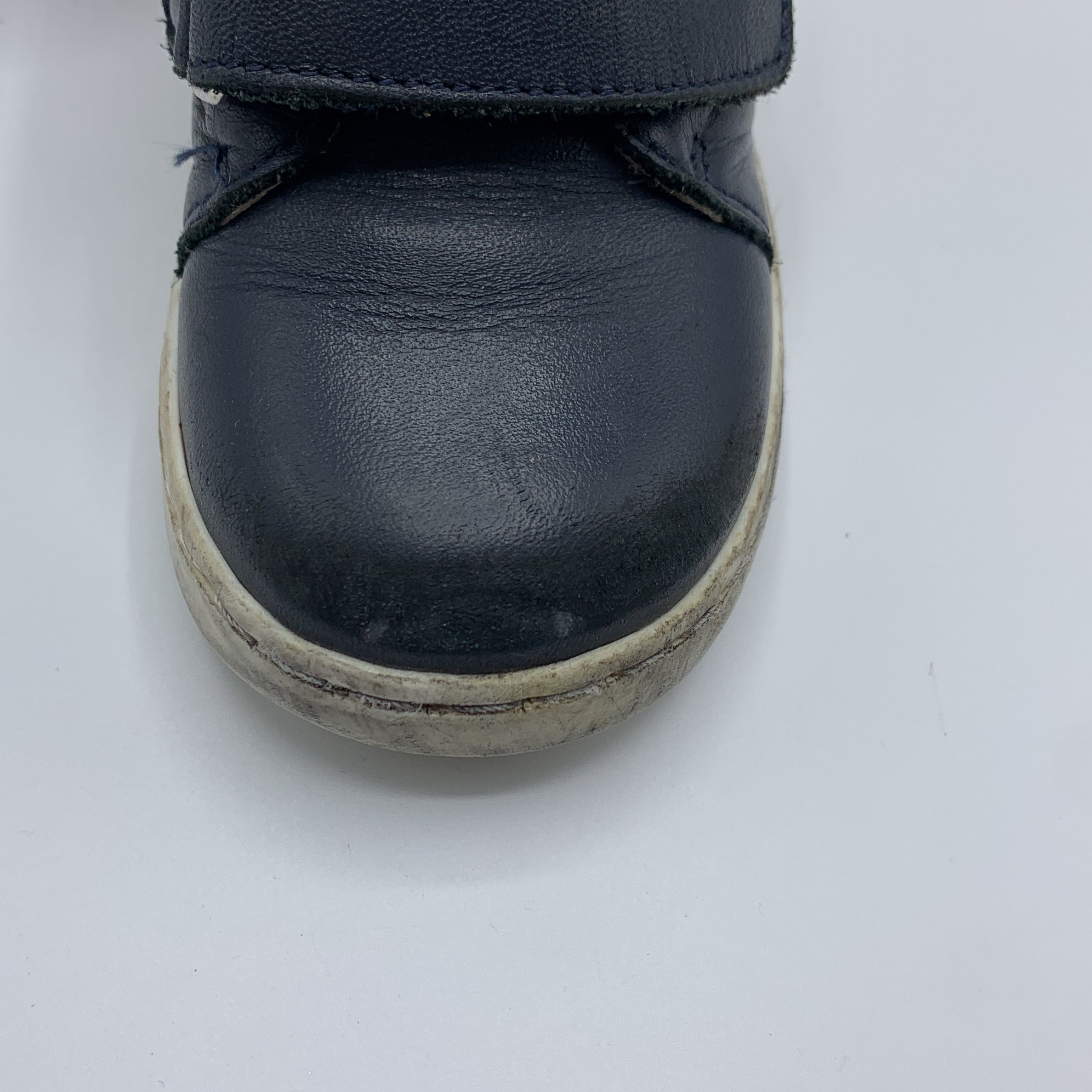 2-Chaussures enfant en cuir bleu marine à scratchs 💙