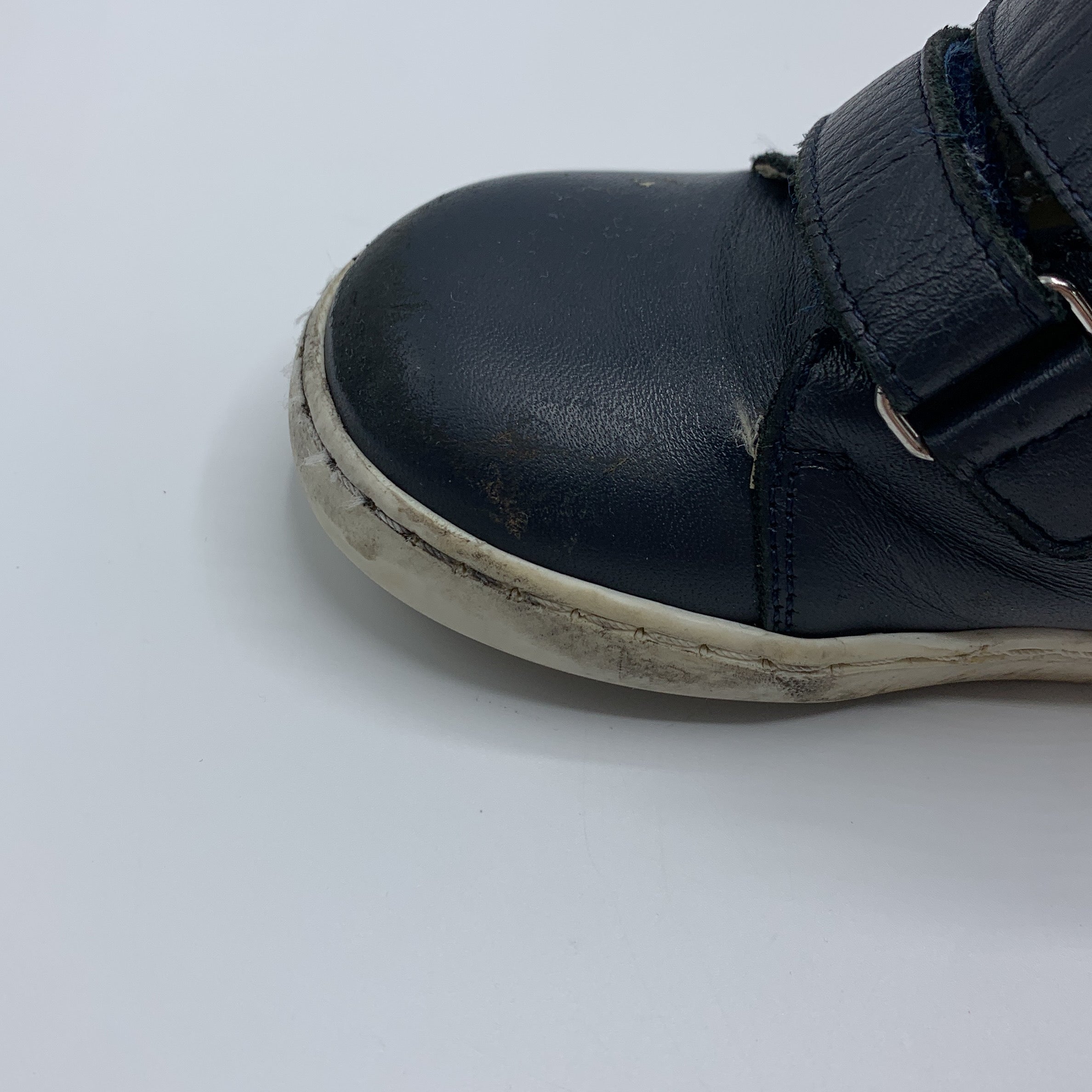 3-Chaussures enfant en cuir bleu marine à scratchs 💙