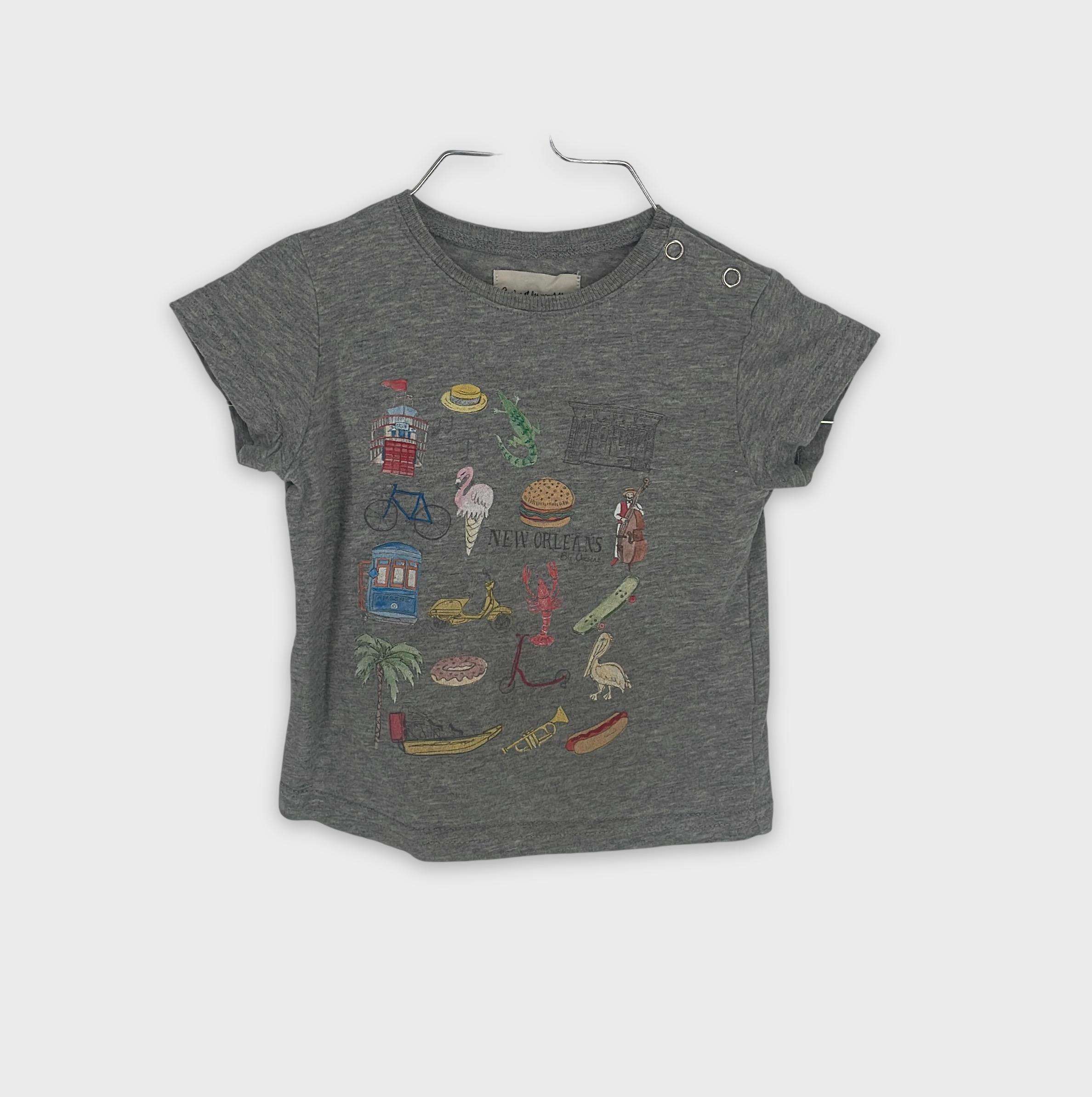 0-T-shirt manches courtes Arsène & Les Pipelettes 12 mois