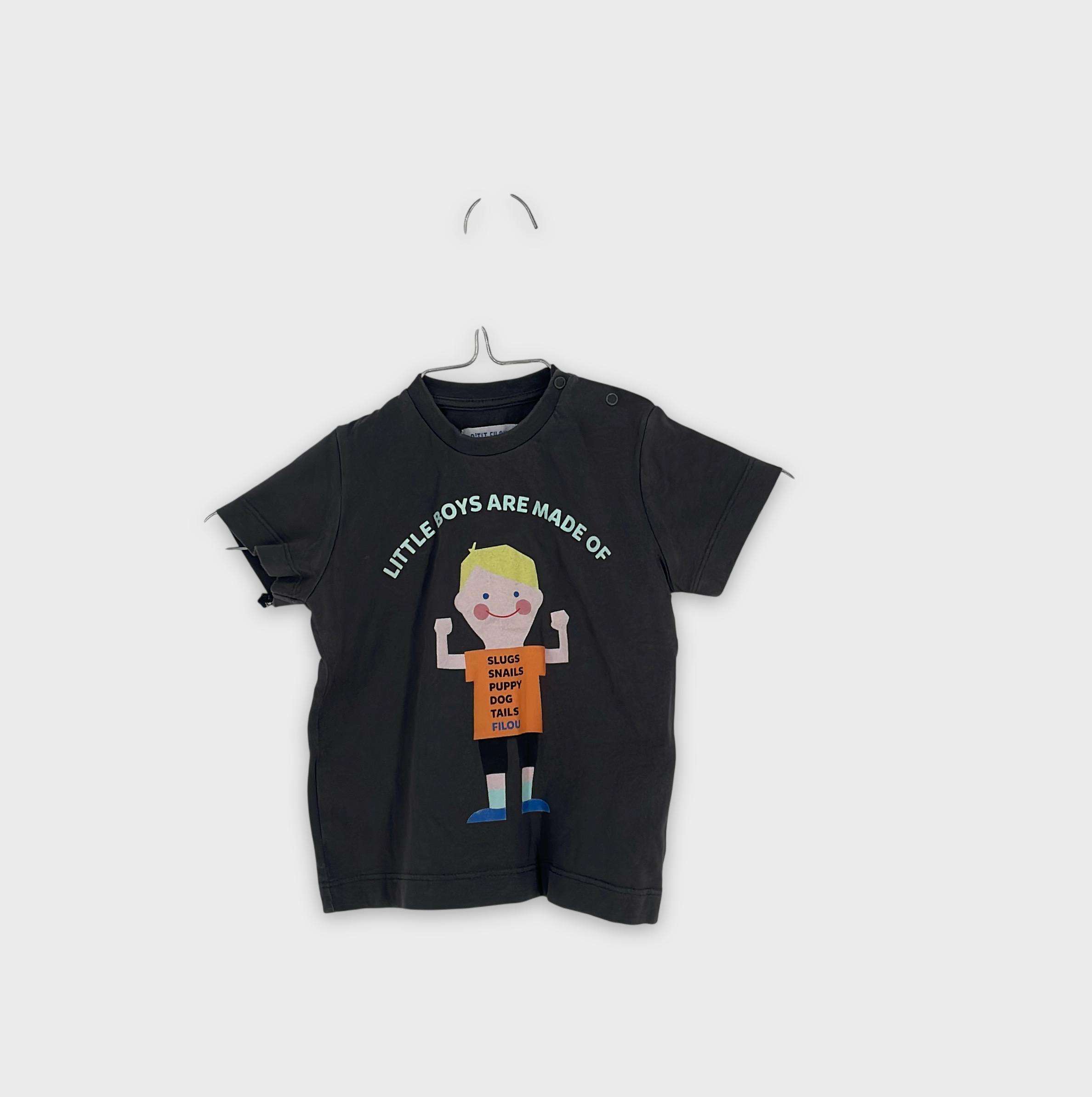 0-T-shirt manches courtes P'tit filou 12 mois