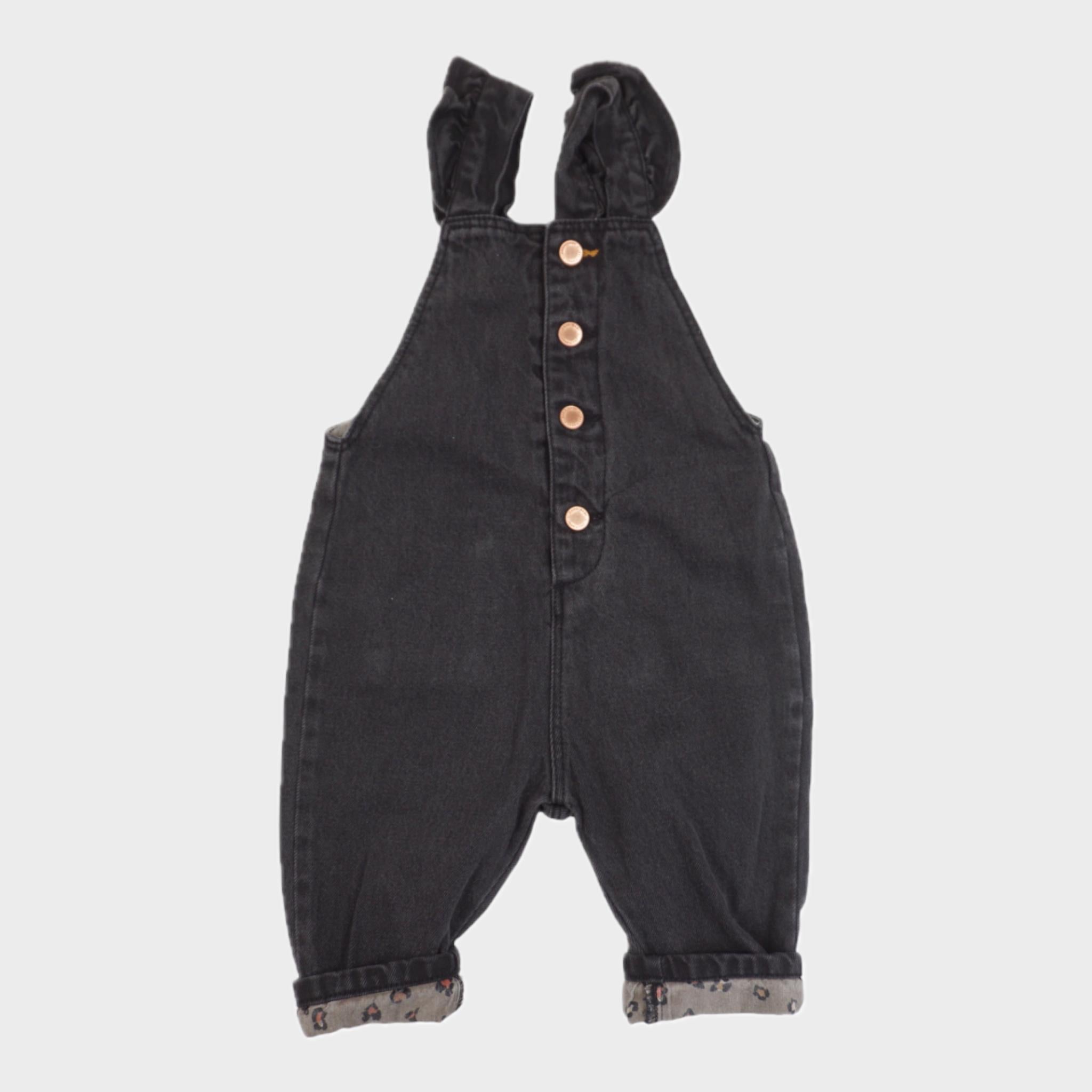 Salopette Noir - 6/9 mois