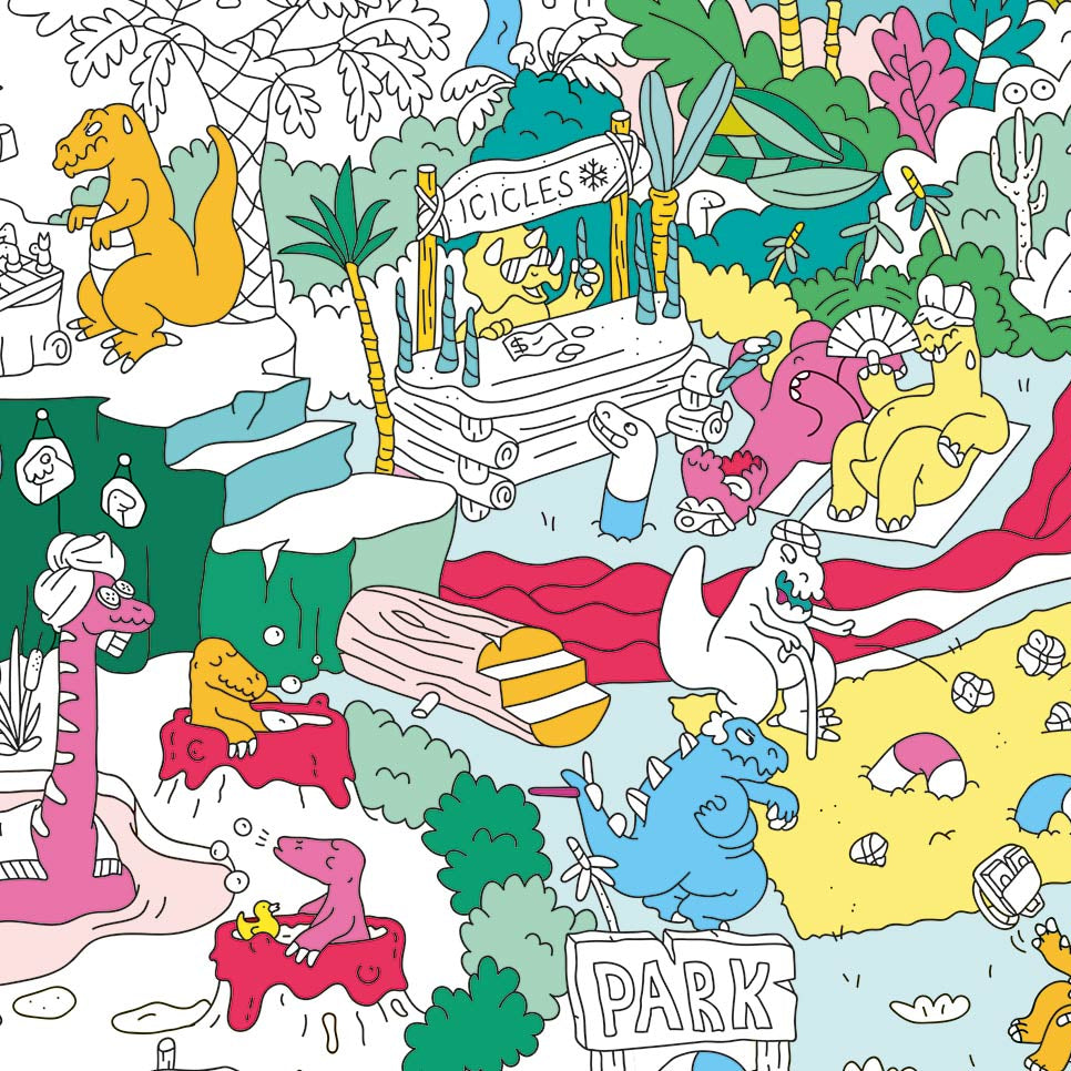 Détail du poster Dinos colorié