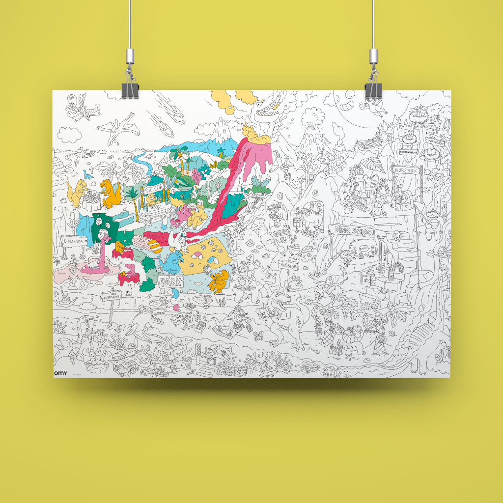 Poster Dinos suspendu, à colorier